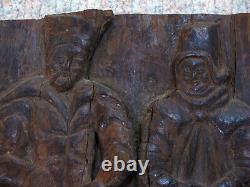 Antique EUROPEAN CARVED WOOD FOLK ART PANEL AS FOUND 16C