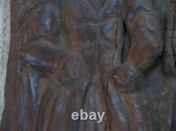 Antique EUROPEAN CARVED WOOD FOLK ART PANEL AS FOUND 16C