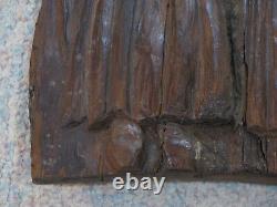 Antique EUROPEAN CARVED WOOD FOLK ART PANEL AS FOUND 16C