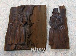 Antique EUROPEAN CARVED WOOD FOLK ART PANEL AS FOUND 16C