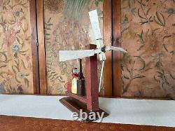 Antique Early 1900s Country Folk Art Hand Carved Wooden Butter Churn Whirligig