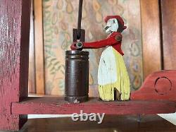 Antique Early 1900s Country Folk Art Hand Carved Wooden Butter Churn Whirligig