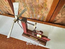 Antique Early 1900s Country Folk Art Hand Carved Wooden Butter Churn Whirligig