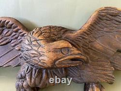 Antique Early 20thC Folk Art Wood Carved Patriotic Eagle Trade Sign Bellamy Styl