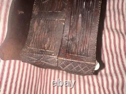 Antique Early Folk Art Carved Wood Sewing Box Ensemble