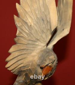 Antique European Hand Carving Wood Eagle Figurine