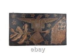 Antique FOLK ART EAGLE PLAQUE CARVED WITH RISQUE MALE ON REVERSE Sign Carving
