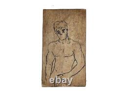 Antique FOLK ART EAGLE PLAQUE CARVED WITH RISQUE MALE ON REVERSE Sign Carving