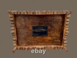 Antique Folk ART Yildirim Turkey Walnut Wood Carved Footed Box with Original Label