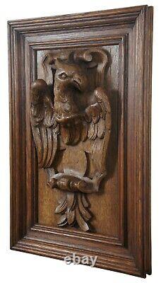 Antique Folk Art American Eagle Carved Oak Wall Plaque High Relief Heraldic 21