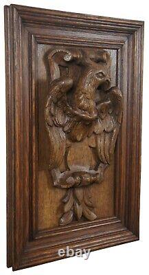 Antique Folk Art American Eagle Carved Oak Wall Plaque High Relief Heraldic 21