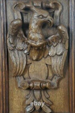 Antique Folk Art American Eagle Carved Oak Wall Plaque High Relief Heraldic 21