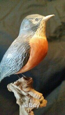 Antique Folk Art Bird Decoy Sculptures Hand Carved Wood