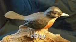 Antique Folk Art Bird Decoy Sculptures Hand Carved Wood