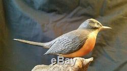 Antique Folk Art Bird Decoy Sculptures Hand Carved Wood