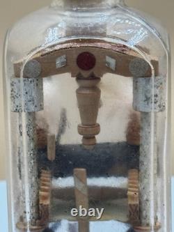 Antique Folk Art Bottle Whimsy Hand Carved Sawmill Gear Diorama Rare
