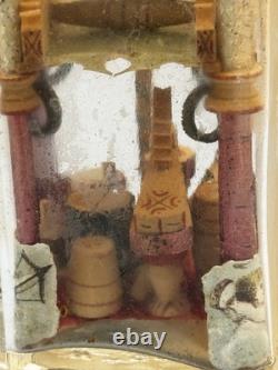 Antique Folk Art Bottle Whimsy Hand Carved Sawmill Gear Diorama Rare