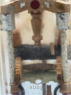 Antique Folk Art Bottle Whimsy Hand Carved Sawmill Gear Diorama Rare