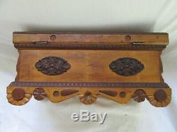 Antique Folk Art Carved Bird Stationary Box Victorian Country Primitive Chest