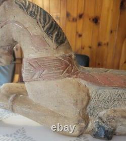 Antique Folk Art Carved Painted Wood Horse