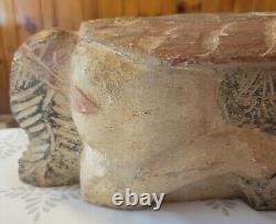 Antique Folk Art Carved Painted Wood Horse