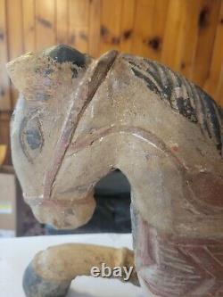 Antique Folk Art Carved Painted Wood Horse