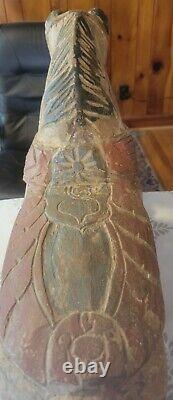 Antique Folk Art Carved Painted Wood Horse