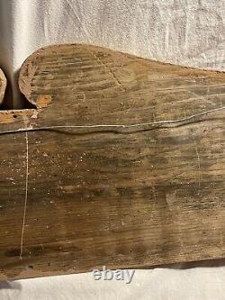 Antique Folk Art Carved Painted Wooden Camp Avery Sign with raised lettering