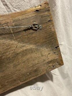 Antique Folk Art Carved Painted Wooden Camp Avery Sign with raised lettering