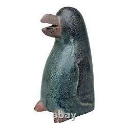 Antique Folk Art Carved Penguin Bird Wood Sculpture