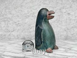 Antique Folk Art Carved Penguin Bird Wood Sculpture