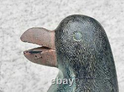 Antique Folk Art Carved Penguin Bird Wood Sculpture