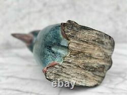 Antique Folk Art Carved Penguin Bird Wood Sculpture