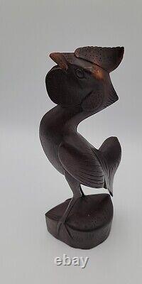 Antique Folk Art Carved Walnut Rooster 13 High Detail Sculpture Figurine