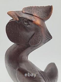 Antique Folk Art Carved Walnut Rooster 13 High Detail Sculpture Figurine