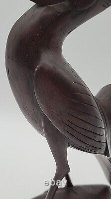 Antique Folk Art Carved Walnut Rooster 13 High Detail Sculpture Figurine