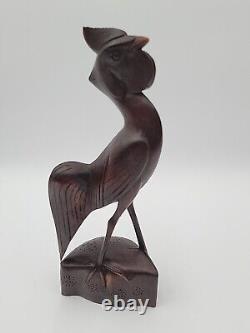 Antique Folk Art Carved Walnut Rooster 13 High Detail Sculpture Figurine