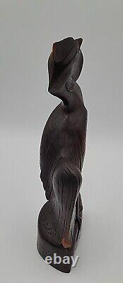 Antique Folk Art Carved Walnut Rooster 13 High Detail Sculpture Figurine