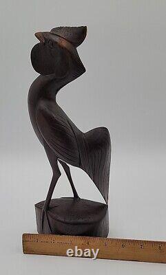 Antique Folk Art Carved Walnut Rooster 13 High Detail Sculpture Figurine