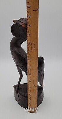 Antique Folk Art Carved Walnut Rooster 13 High Detail Sculpture Figurine