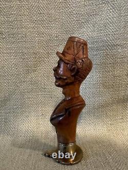 Antique Folk Art Carved Wood & Bronze Soldier Wax Seal By Jose Alcantara