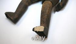 Antique Folk Art Carved Wood Double Sided Boy/girl Educational Sculpture B/o