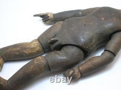 Antique Folk Art Carved Wood Double Sided Boy/girl Educational Sculpture B/o