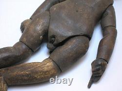 Antique Folk Art Carved Wood Double Sided Boy/girl Educational Sculpture B/o