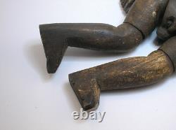 Antique Folk Art Carved Wood Double Sided Boy/girl Educational Sculpture B/o