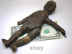 Antique Folk Art Carved Wood Double Sided Boy/girl Educational Sculpture B/o