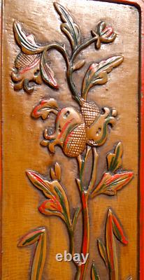 Antique Folk Art Carved Wood Hand Painted Table Top Cabinet c1900