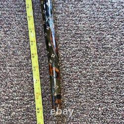 Antique Folk Art Carved Wood/Horn Swagger Knob Walking Stick Cane Vtg 36.5 #fh
