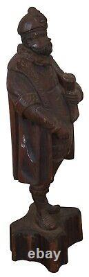 Antique Folk Art Carved Wood Renaissance Man Scholar Statue Figure 17