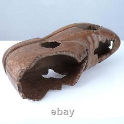 Antique Folk Art Carved Wood beat up Shoe